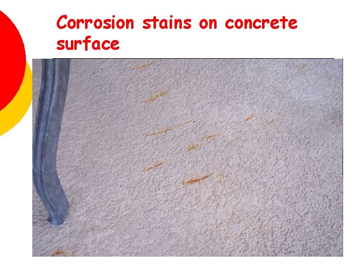 Corrosion stains on concrete surface 