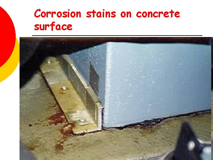 Corrosion stains on concrete surface 