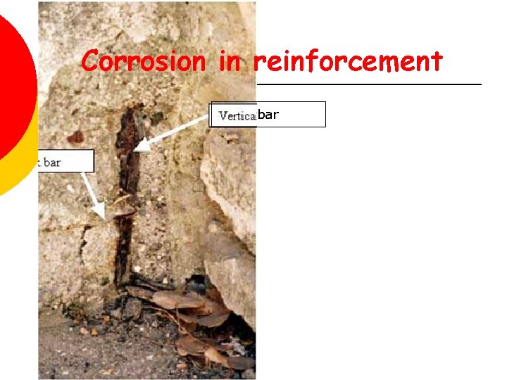 Corrosion in reinforcement bar 