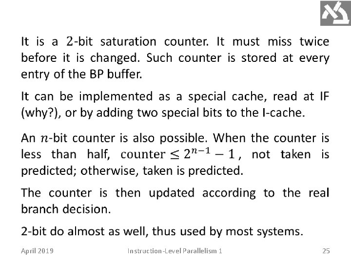 April 2019 Instruction-Level Parallelism 1 25 