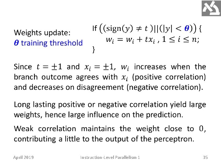  April 2019 Instruction-Level Parallelism 1 35 