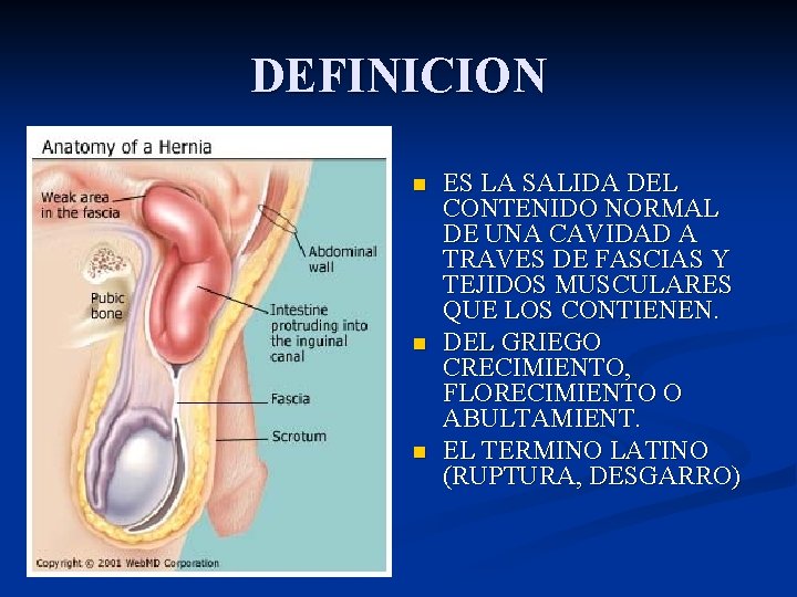 DEFINICION n n n ES LA SALIDA DEL CONTENIDO NORMAL DE UNA CAVIDAD A