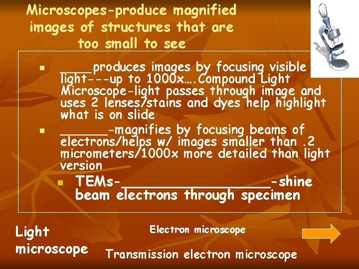Microscopes-produce magnified images of structures that are too small to see n n _____