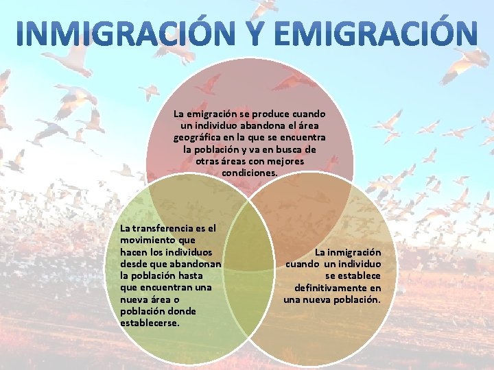 La emigración se produce cuando un individuo abandona el área geográfica en la que