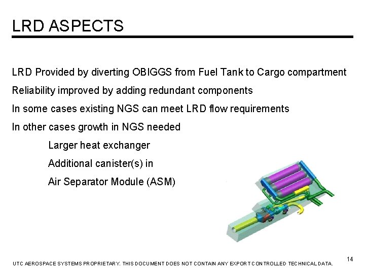 LRD ASPECTS LRD Provided by diverting OBIGGS from Fuel Tank to Cargo compartment Reliability