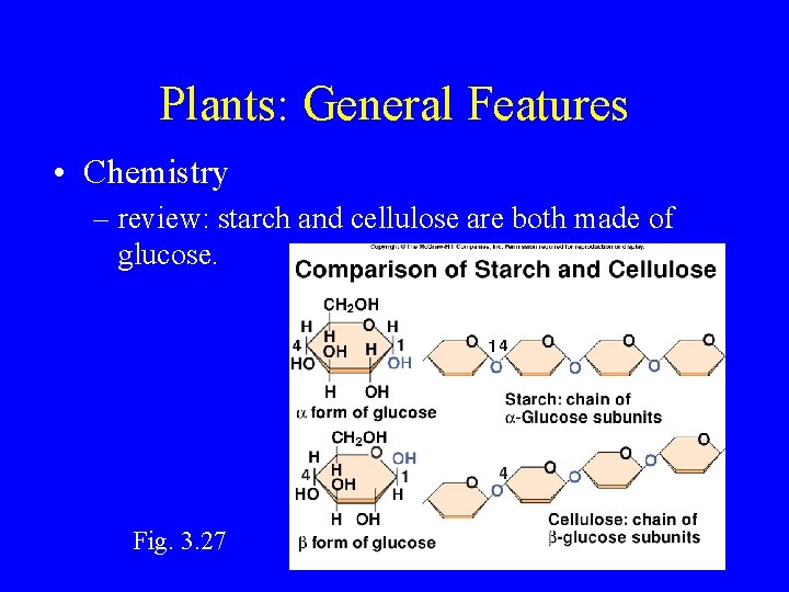 Plants: General Features • Chemistry – review: starch and cellulose are both made of Plants: General Features • Chemistry – review: starch and cellulose are both made of