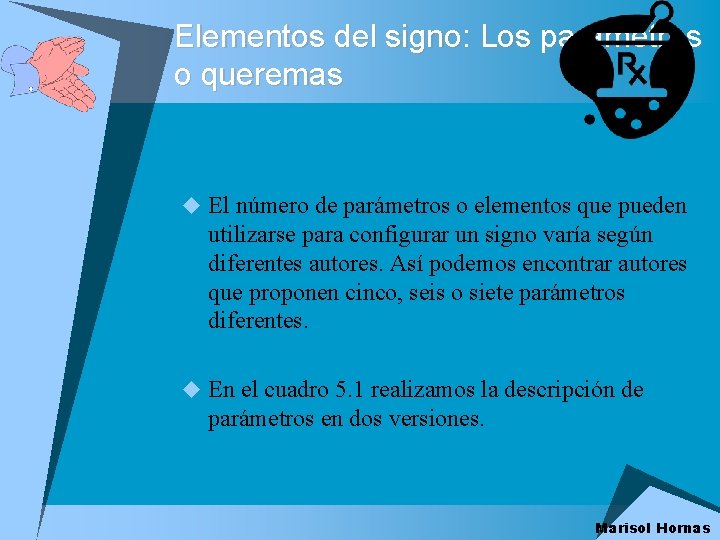 Elementos del signo: Los parámetros o queremas u El número de parámetros o elementos