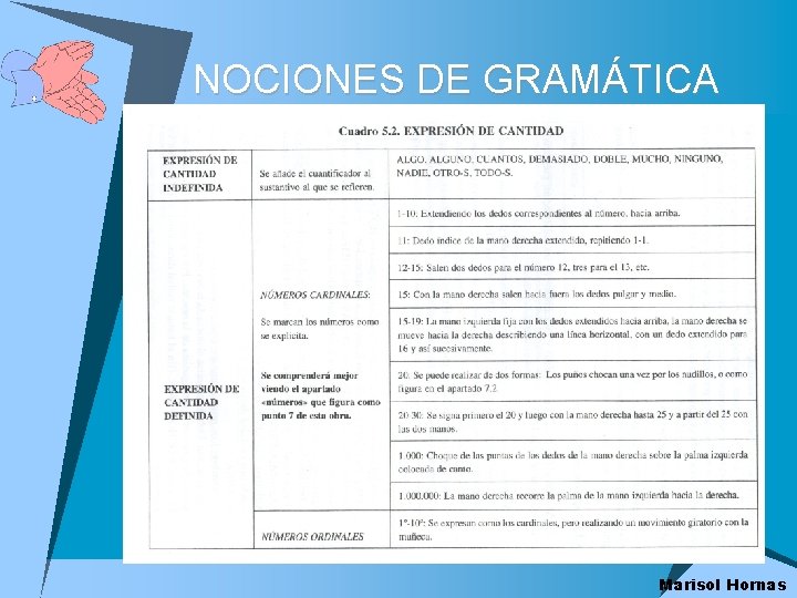 NOCIONES DE GRAMÁTICA Marisol Hornas 