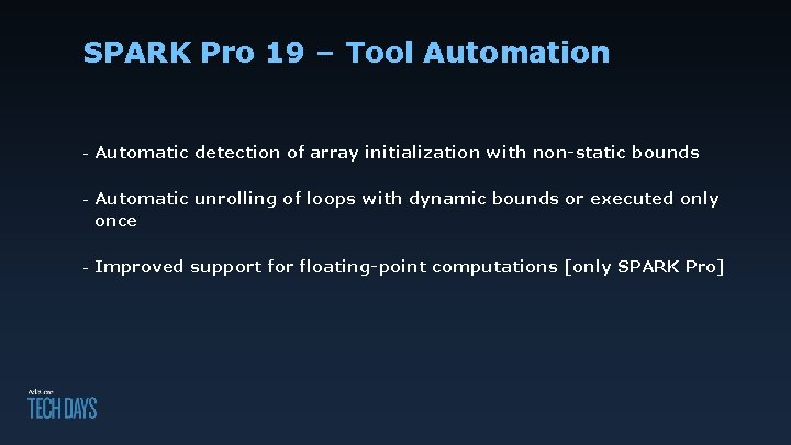 SPARK Pro 19 – Tool Automation - Automatic detection of array initialization with non-static