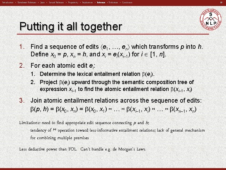 Introduction • Entailment Relations • Joins • Lexical Relations • Projectivity • Implicatives •