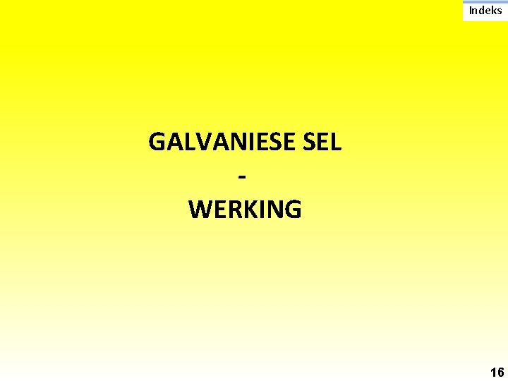 Indeks GALVANIESE SEL WERKING 16 