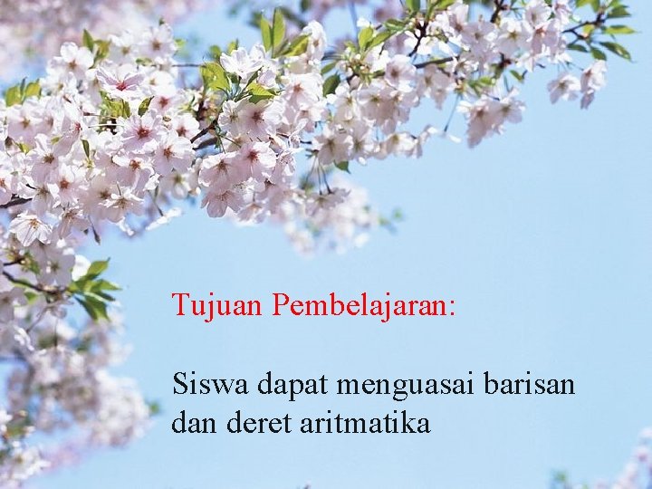 Tujuan Pembelajaran: Siswa dapat menguasai barisan deret aritmatika 