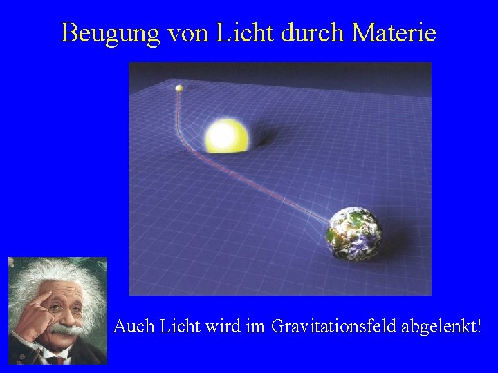 Beugung von Licht durch Materie Auch Licht wird im Gravitationsfeld abgelenkt! 