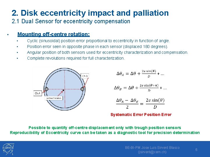 2. Disk eccentricity impact and palliation 2. 1 Dual Sensor for eccentricity compensation •