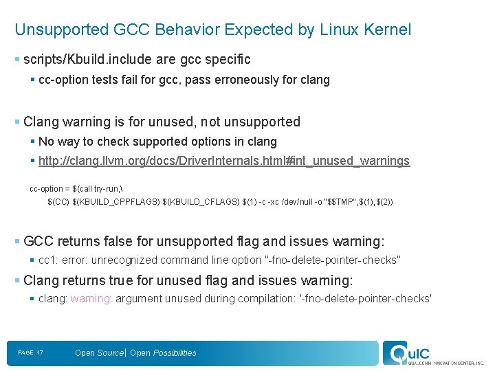 Unsupported GCC Behavior Expected by Linux Kernel § scripts/Kbuild. include are gcc specific §