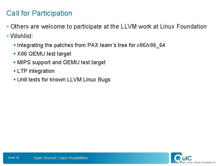 Call for Participation § Others are welcome to participate at the LLVM work at