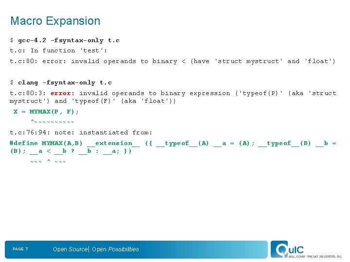 Macro Expansion $ gcc-4. 2 -fsyntax-only t. c: In function 'test': t. c: 80:
