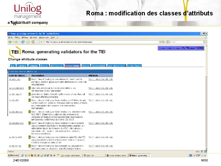 Roma : modification des classes d’attributs 24/01/2008 № 30 