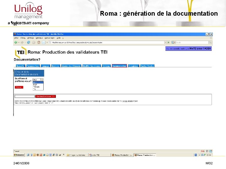 Roma : génération de la documentation 24/01/2008 № 32 