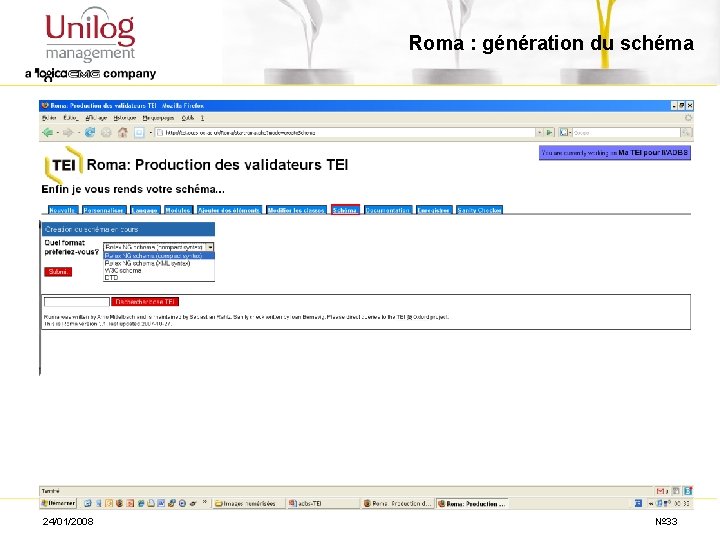 Roma : génération du schéma 24/01/2008 № 33 