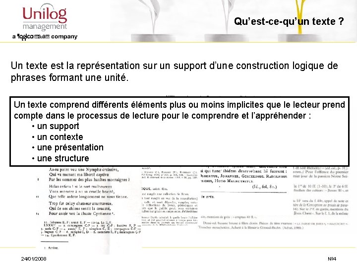 Qu’est-ce-qu’un texte ? Un texte est la représentation sur un support d’une construction logique