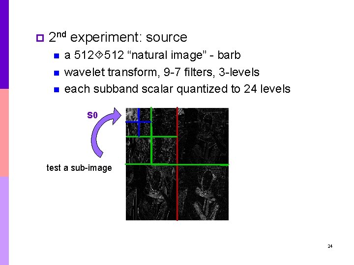 p 2 nd experiment: source n n n a 512 “natural image” - barb p 2 nd experiment: source n n n a 512 “natural image” - barb