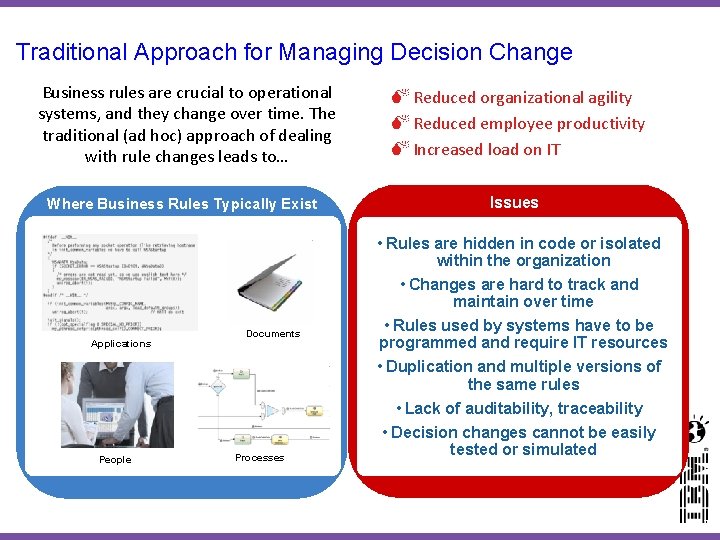 Traditional Approach for Managing Decision Change Business rules are crucial to operational systems, and Traditional Approach for Managing Decision Change Business rules are crucial to operational systems, and