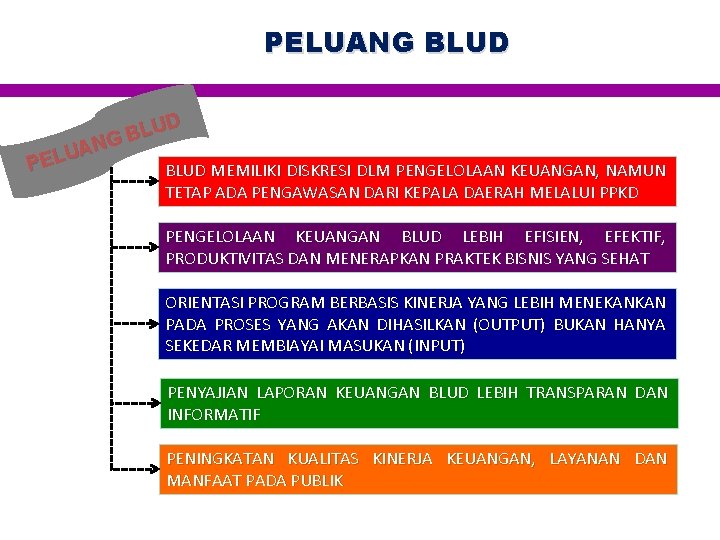 PELUANG BLUD B G N A U PEL BLUD MEMILIKI DISKRESI DLM PENGELOLAAN KEUANGAN,