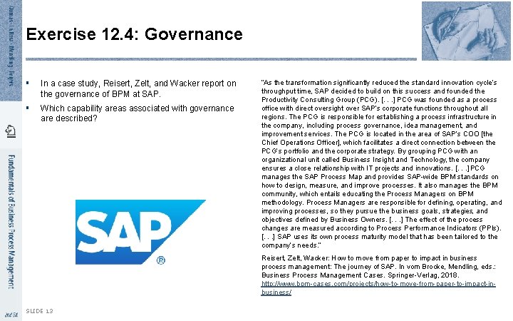 Exercise 12. 4: Governance § In a case study, Reisert, Zelt, and Wacker report Exercise 12. 4: Governance § In a case study, Reisert, Zelt, and Wacker report