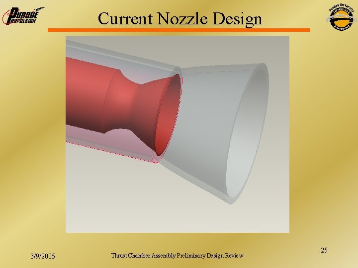 Current Nozzle Design 3/9/2005 Thrust Chamber Assembly Preliminary Design Review 25 