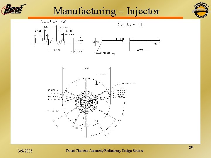 Manufacturing – Injector 3/9/2005 Thrust Chamber Assembly Preliminary Design Review 89 