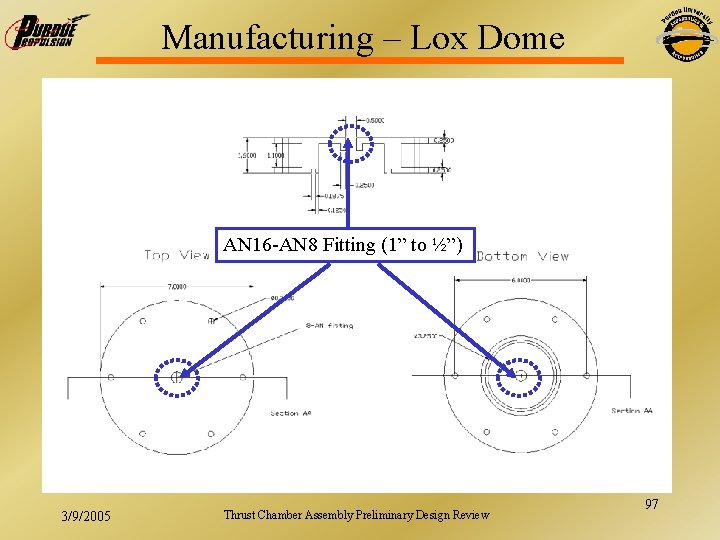 Manufacturing – Lox Dome AN 16 -AN 8 Fitting (1” to ½”) 3/9/2005 Thrust