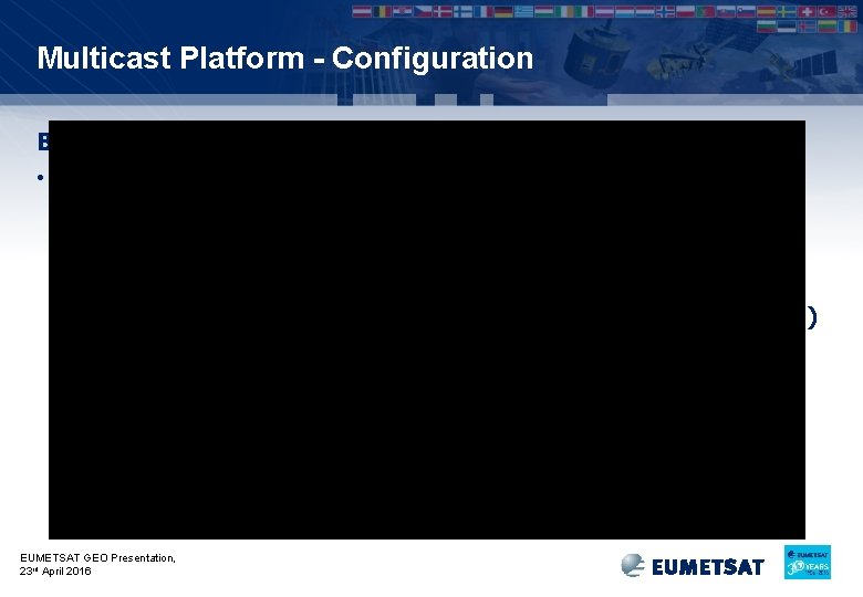 Multicast Platform - Configuration Basic Service Channels • Data Channels • 15 EUMETSAT Data