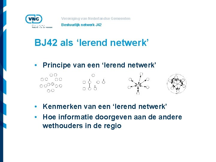 Vereniging van Nederlandse Gemeenten Bestuurlijk netwerk J 42 BJ 42 als ‘lerend netwerk’ •