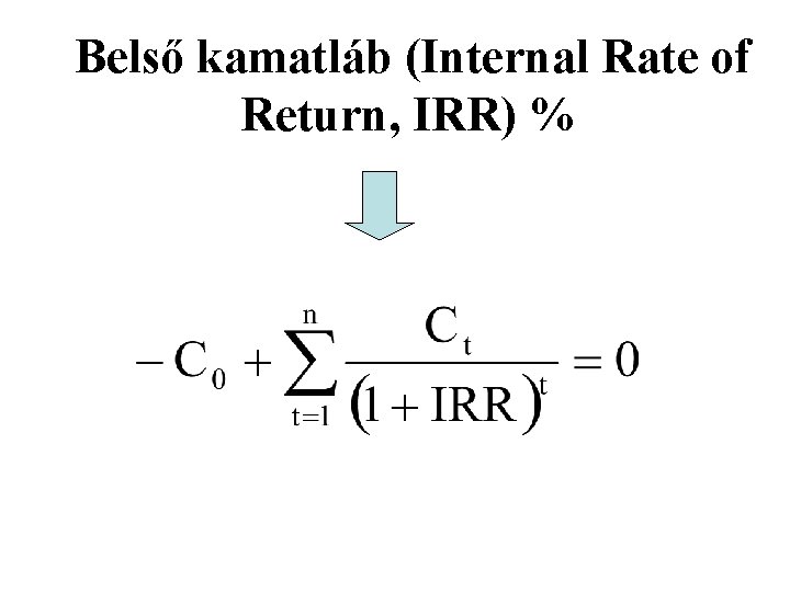 Belső kamatláb (Internal Rate of Return, IRR) % 