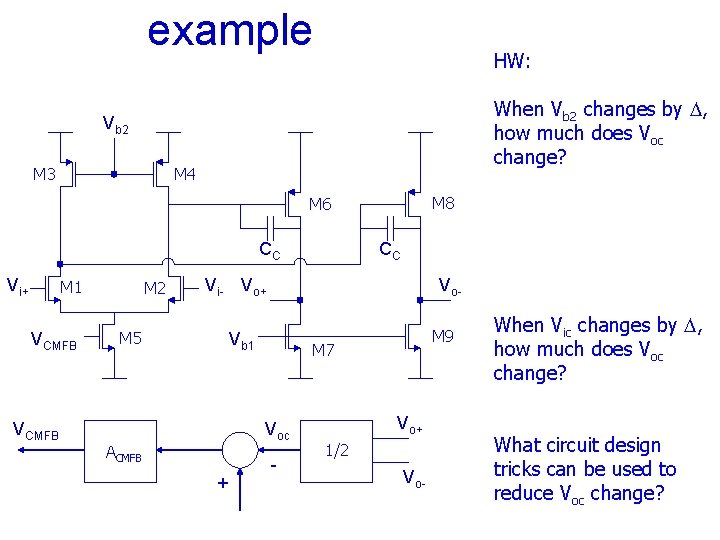 example HW: When Vb 2 changes by D, how much does Voc change? Vb example HW: When Vb 2 changes by D, how much does Voc change? Vb