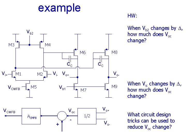 example HW: When Vb 2 changes by D, how much does Voc change? Vb