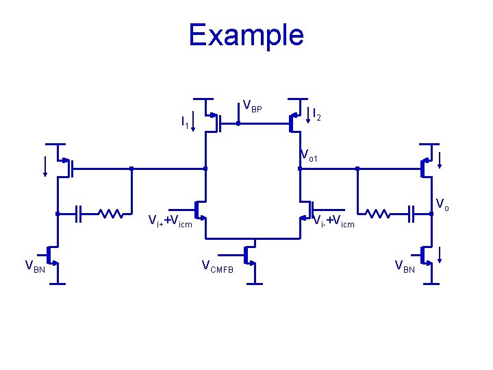 Example VBP I 1 I 2 Vo 1 Vo Vi++Vicm VBN Vi-+Vicm VCMFB VBN