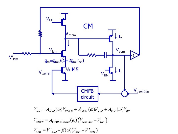 VBP CM Vo 1 cm I 2 Vicm V’icm Vocm -1 gm=gm 1/(1+2 gm