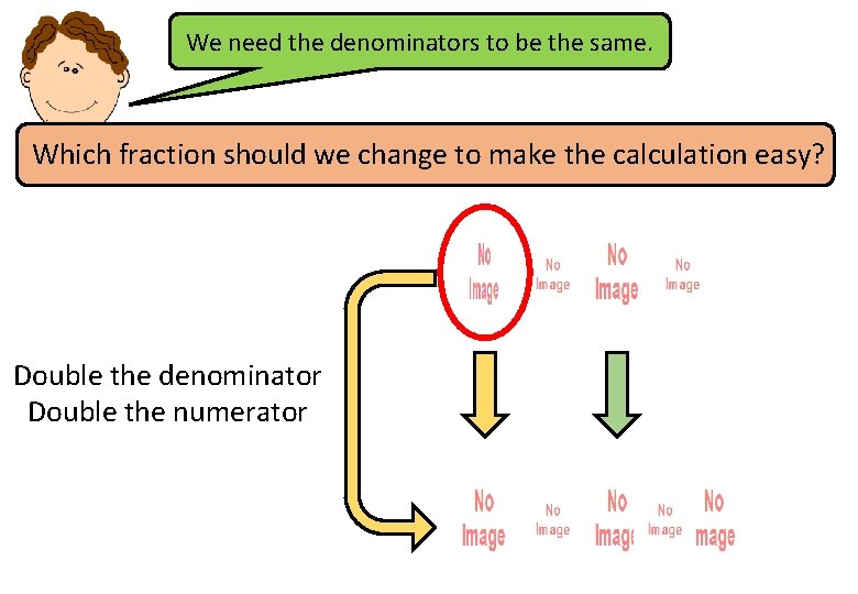 We need the denominators to be the same. Which fraction should we change to