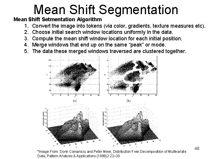 Mean Shift Segmentation Mean Shift Setmentation Algorithm 1. Convert the image into tokens (via