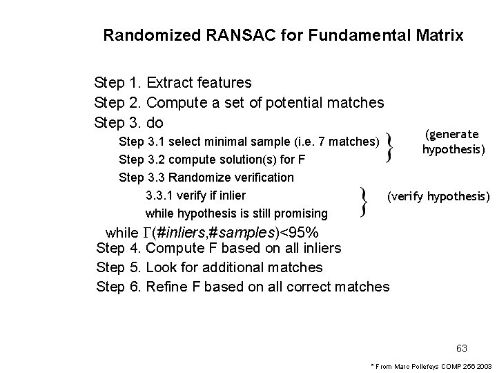 Randomized RANSAC for Fundamental Matrix Step 1. Extract features Step 2. Compute a set