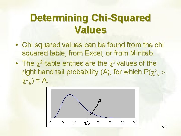 Determining Chi-Squared Values • Chi squared values can be found from the chi squared