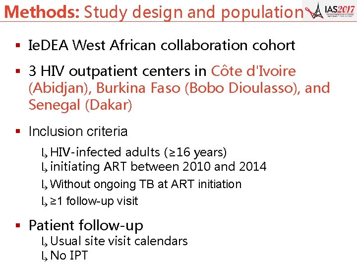 Methods: Study design and population § Ie. DEA West African collaboration cohort § 3