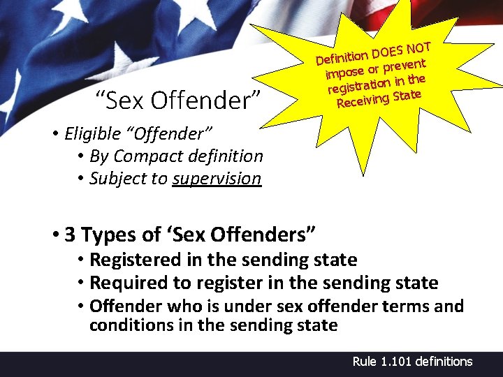 “Sex Offender” NOT S E O D n o i Definit prevent r o