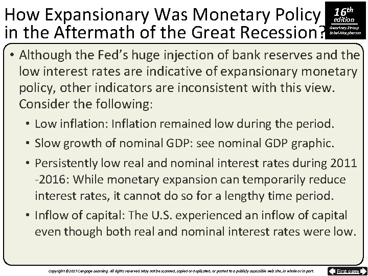 How Expansionary Was Monetary Policy in the Aftermath of the Great Recession? 16 th