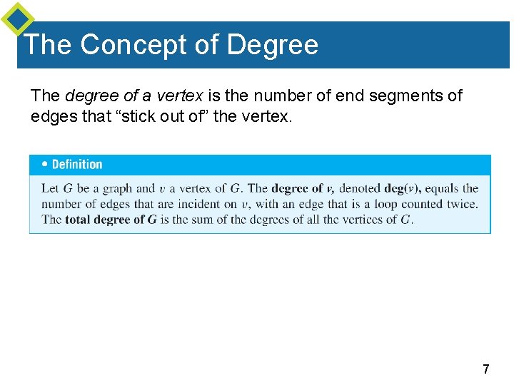The Concept of Degree The degree of a vertex is the number of end The Concept of Degree The degree of a vertex is the number of end