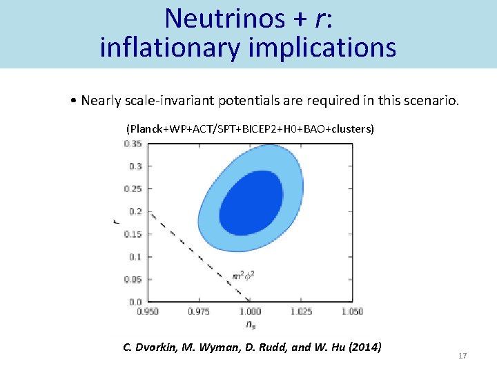 Neutrinos + r: inflationary implications • Nearly scale-invariant potentials are required in this scenario.