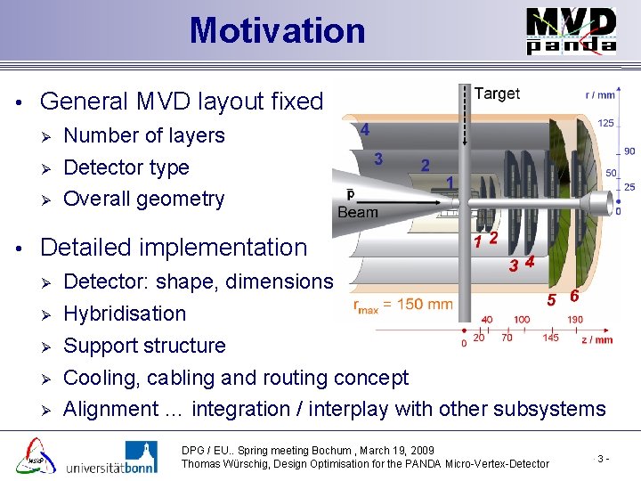 Motivation • General MVD layout fixed Ø Ø Ø Number of layers Detector type