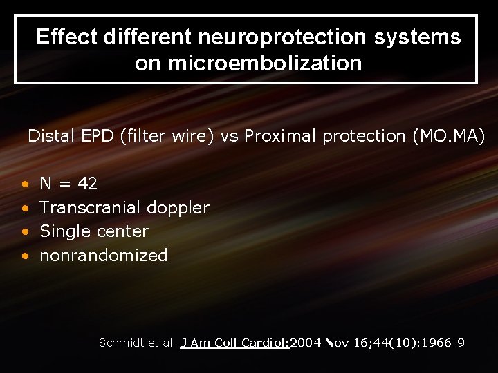 Effect different neuroprotection systems on microembolization Distal EPD (filter wire) vs Proximal protection (MO.